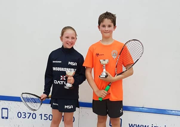 Alexander Broadbridge, right and Charlie McCrone, left celebrate their wins in the English squad under-11s championships