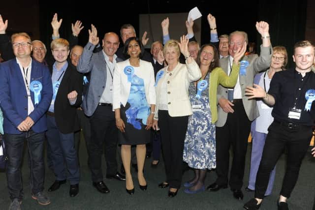MP for Fareham Suella Fernandes with supporters at Ferneham Hall Picture Ian Hargreaves  (170637-1)