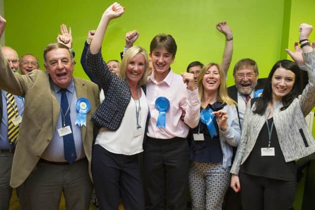 Caroline Dinenage celebrates being re-elected as Gosport's MP  Picture: Steve Reid