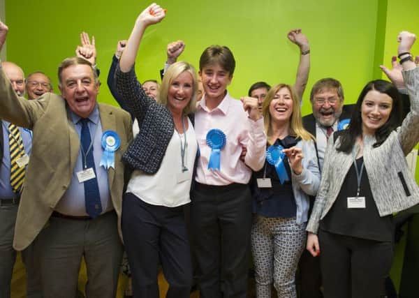 Caroline Dinenage celebrates being re-elected as Gosport's MP  Picture: Steve Reid