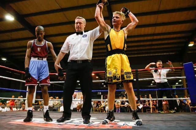 Tommy Maggs celebrates his victory. Picture: England Boxing/Chris Bevan