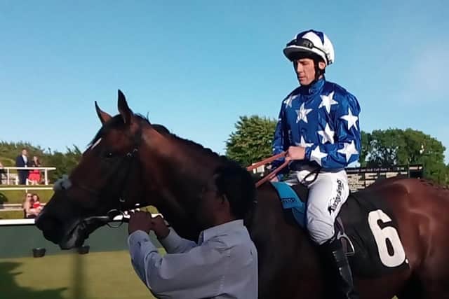 Jim Crowley on his winner Tuff Rock / Picture by Steve Bone