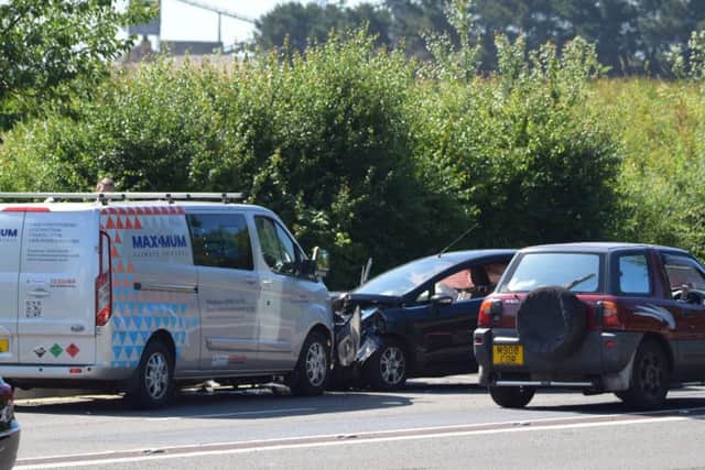 Emergency services have rushed to a crash in Eastern Road, Portsmouth, this morning PHOTO: Stephen Thompson