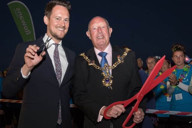 New Portsmouth South MP Stephen Morgan and Lord Mayor of Portsmouth Councillor Ken Ellcome get ready to cut the ribbon