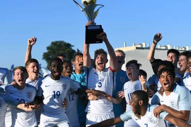 England celebrate their Toulon Tournament victory