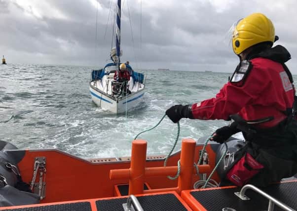 Gosport and Fareham Inshore Rescue Service (Gafirs) tow a boat that got stuck while sailing from France to Portsmouth on Saturday.