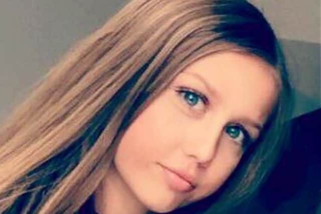Bethany Tiller, 15, from Denmead, before six months of treatment for Non-Hodgkins Lymphoma.