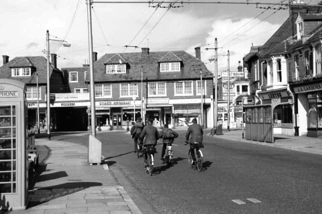 The junction of Festing and Albert roads, Southsea, in a picture taken during or before 1963 because of the trolleybus wires, but where is the Odeon cinema?