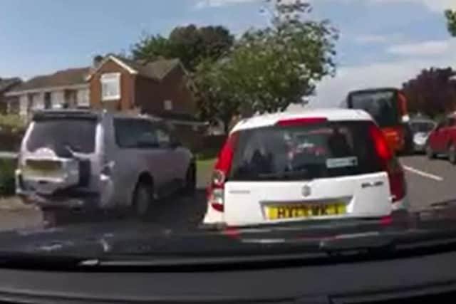 Dashcam footage of the vehicle mounting the pavement near Peel Common Junior School (credit: Terry Williams)
