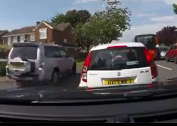 Dashcam footage of the vehicle mounting the pavement near Peel Common Junior School (credit: Terry Williams)