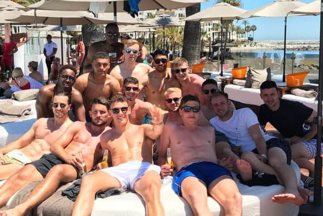 Pompey players relax in Marbella. Picture: Kal Naismith/ Instagram