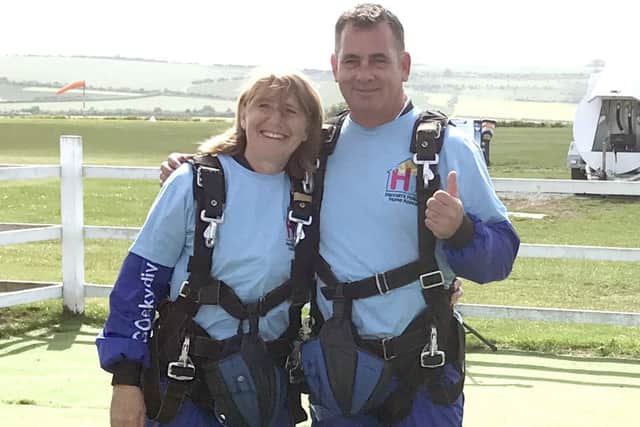 Denise and Lea Jackson just moments after their 15,000ft skydive