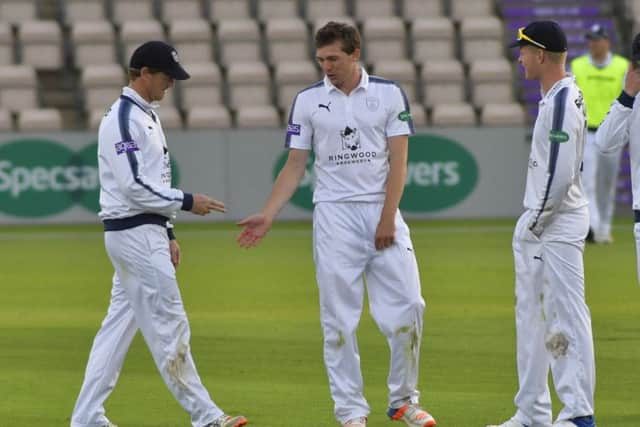 Matt Salisbury celebrates a wicket. Picture: Neil Marshall