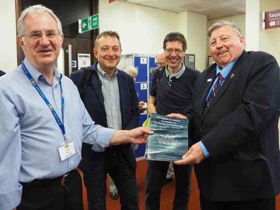 Steve Doe, from Portsdown U3A, Professor Brad Beaven and senior lecturer Rob James from the University of Portsmouth and Councillor Frank Jonas at the Battle of Jutland exhibition