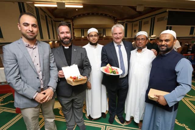 (L-r) Mohammed Ibrahim, Rev Andy Marshall, Imam Muhammed Muhi Uddin, Cllr Gerald Vernon-Jackson, Foyzur Rahman and Ameer Ahmed