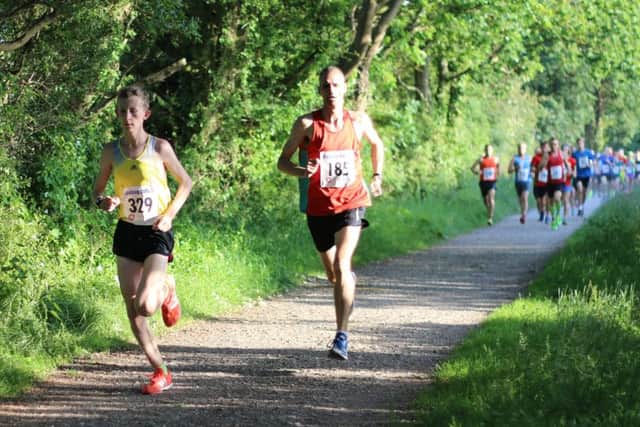 Jacob O'Hara moves clear from Julian Manning early in the race. Picture: David Brawn