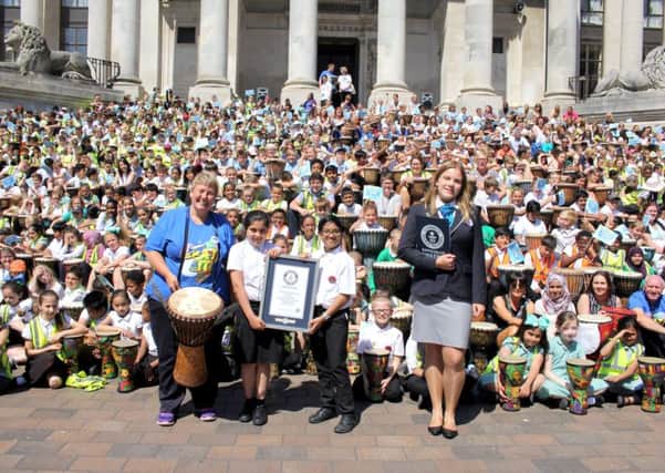 Primary school children take part in musical world record attempt for BBC Music Day.
Pictures: Portsmouth Music Hub