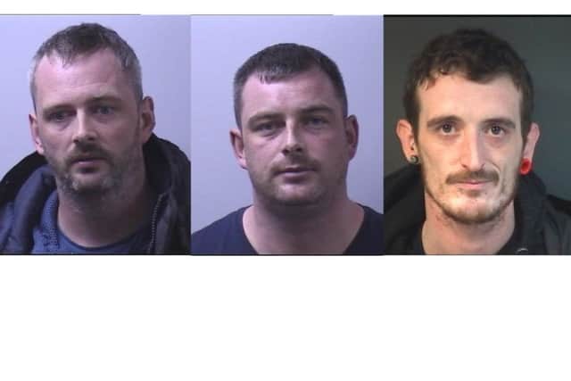 Jailed John Donoghue, David Childs and Luke Bowles