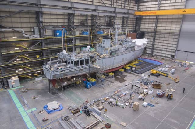 HMS Brocklesby during her refit