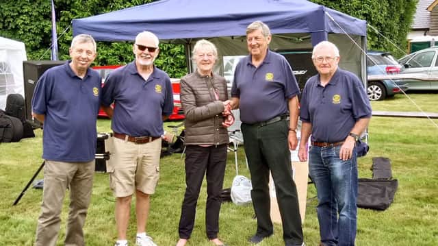 Waterlooville Rotary Club members, from left, Chris Nash, Ken Berry, Roy Wilding and Mike Williams with Liz Smout from the New Blendworth Centre thanking them for their fundraiisng
