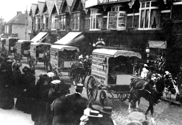 The Cooperative Societys May Day parade passes along Fratton Road in 1907.