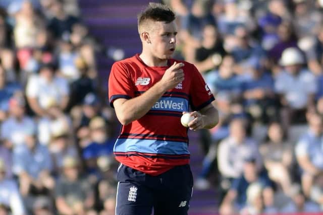 Mason Crane in action for England at the Ageas Bowl on Wednesday night. Picture: Neil Marshall