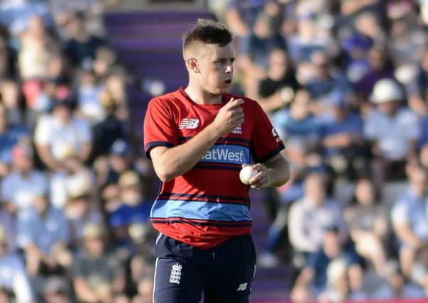 Mason Crane in action for England at the Ageas Bowl on Wednesday night. Picture: Neil Marshall