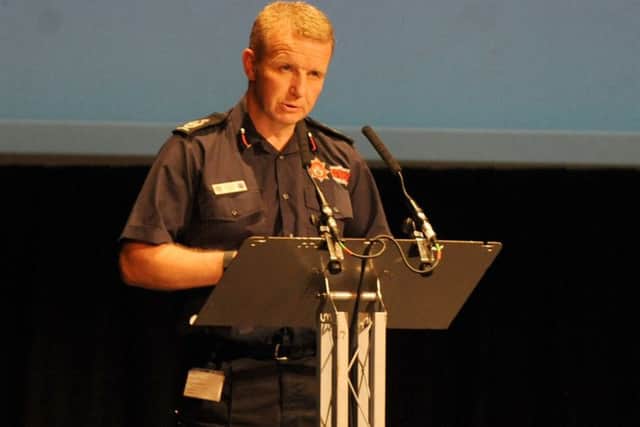 Neil Odin, deputy chief officer speaking at the meeting at the New Theatre Royal.
Picture: Sarah Standing (170835-9794)