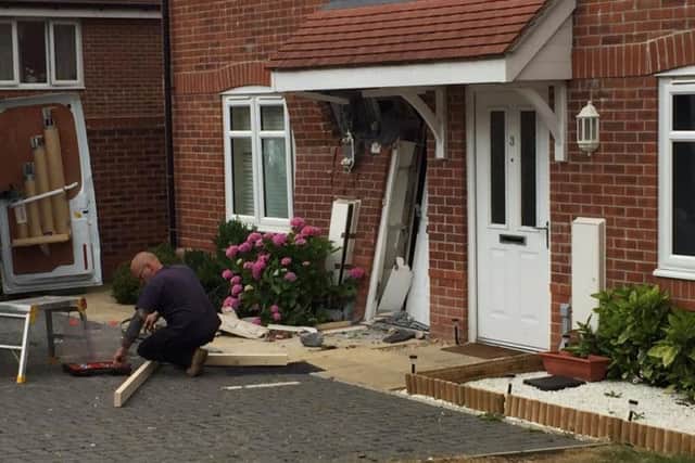 The scene at the house in Whiteland Way following the incident earlier this morning