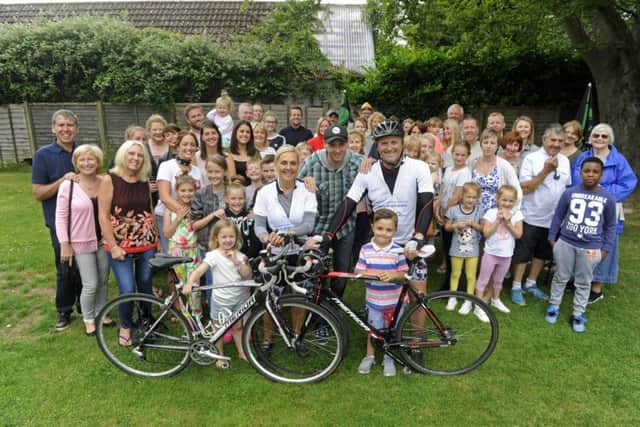 Friends and supporters welcome back to the White Heart in Denmead, Mick and Angie Upson after they cycled from Lands End to John O'Groats to raise money for Bethany Tiller who is in need of a bone marrow transplant
Picture Ian Hargreaves  (170741-1)