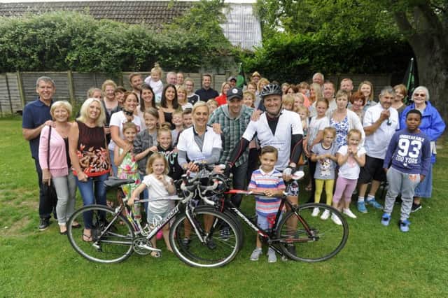 Friends and supporters welcome back to the White Heart in Denmead, Mick and Angie Upson after they cycled from Lands End to John O'Groats to raise money for Bethany Tiller who is in need of a bone marrow transplant
Picture Ian Hargreaves  (170741-1)
