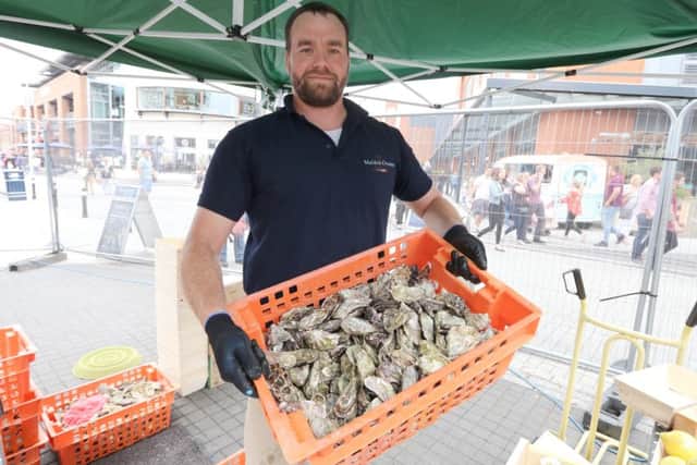 Chris Headfield with his oysters