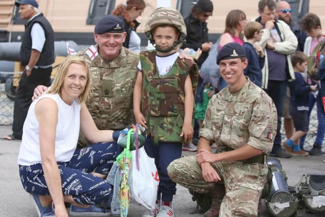 Michelle Bates, WO2 Lloyd Gillingham, Noah, six, and Gunner Ryan Hancock
Pictures: Habibur Rahman