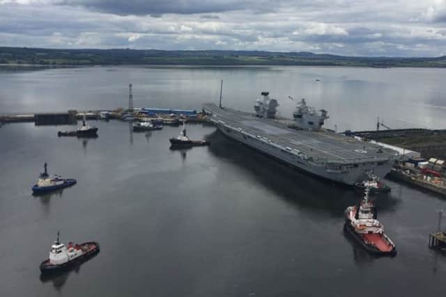 HMS Queen Elizabeth making her way out of Rosyth dockyard, in Scotland PHOTO: Aircraft Carrier Alliance