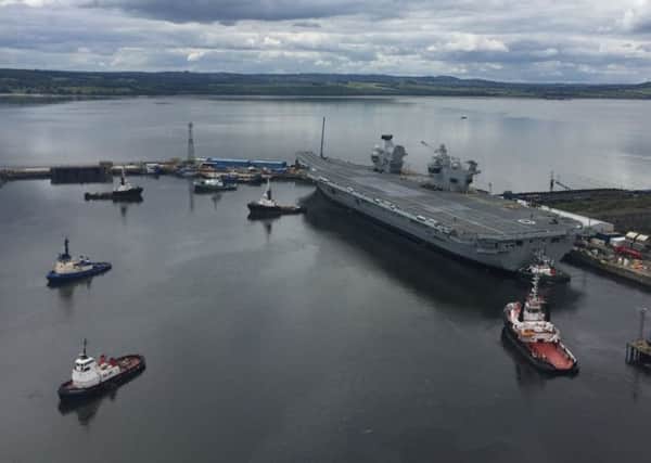 HMS Queen Elizabeth making her way out of Rosyth dockyard, in Scotland PHOTO: Aircraft Carrier Alliance