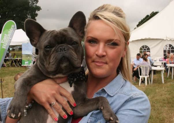 Ellie Exley with Maxwell before the Best Looking Dog competition