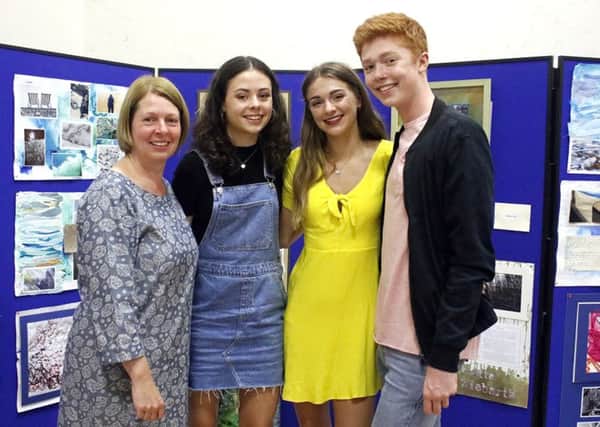 From left, Karen Brown, head of art at St Johns College, with GCSE students Emily Gosling, Fiona Brown and Kit King, all 16