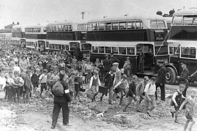 Evacuees in the 'Paddock' at Portsmouth station, September 1939 PP284 ENGPPP00120130805155014