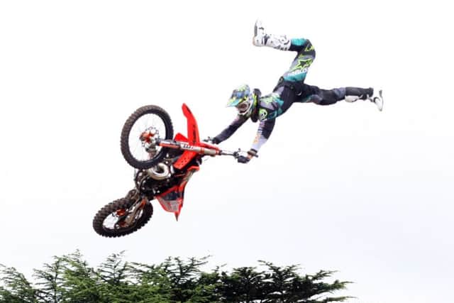 A stunt rider at Goodwood Festival of Speed     Picture Derek Martin.