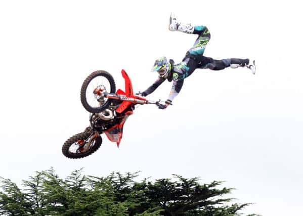 A stunt rider at Goodwood Festival of Speed     Picture Derek Martin.