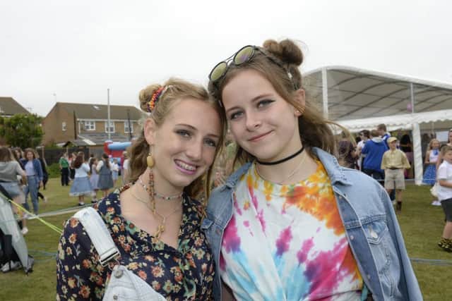 Year 10 pupils Rosie Sloane Daisy Hawker. Rosie is Mayville's poet laureate and delivered a poem marking the 120th anniversary.Picture by Nick Scott Photography