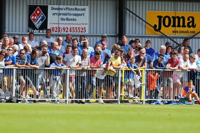 Fans watching Pompey v The Hawks. Picture: Joe Pepler