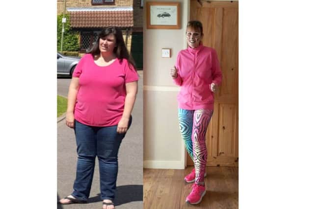 Before and after: Joanne Collins will run the Great South Run in OCtober, following her dramatic weight loss