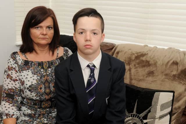 Aaron Prior, 15 and his mum Sam Prior, 45, are not happy about the situation.  Picture: Sarah Standing