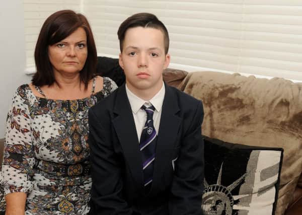Aaron Prior, 15 and his mum Sam Prior, 45, are not happy about the situation.  Picture: Sarah Standing