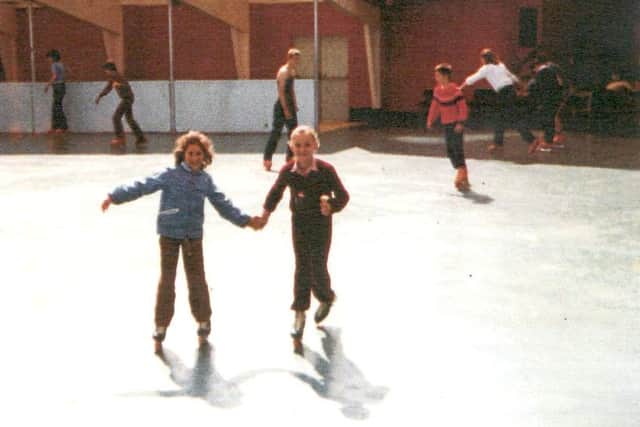Rebecca Pople, right, ice skating at South Parade Pier at the rink  run by Hazel