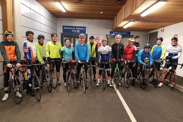 The cyclists from Queen Alexandra Hospital's renal department who cycled 206 miles to buy new equipment to make patients' lives more comfortable