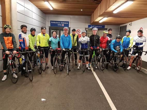 The cyclists from Queen Alexandra Hospital's renal department who cycled 206 miles to buy new equipment to make patients' lives more comfortable