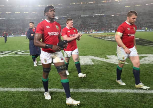 Maro Itoje leaves the field after the first test against the All Blacks