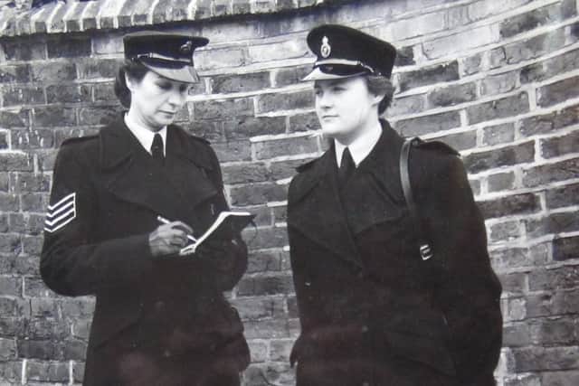 Gladys on patrol with a fellow WPC